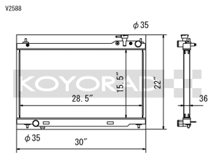Koyo 03-07 Infiniti G35 Coupe / 03-06 G35 Sedan VQ35DE (MT) Radiator - Bull Strap