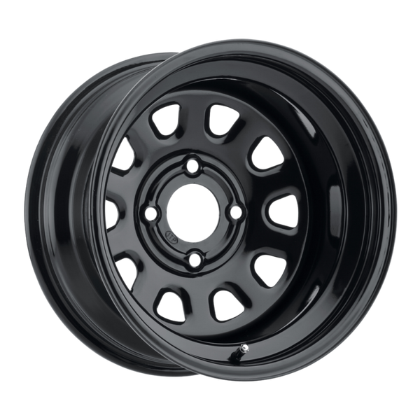 ITP Delta Steel 12x7 / 4x110 BP / 2+5 Offset Black Wheel - Bull Strap