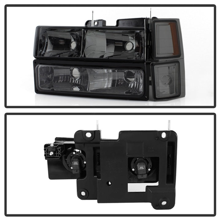 xTune Chevy Suburban 94-98 Headlights w/ Corner & Parking Lights 8pcs Smoked HD-JH-CCK88-AM-SM-SET - Bull Strap