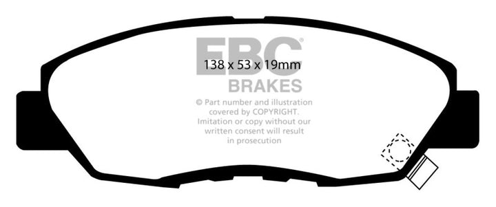 EBC 97 Acura CL 2.2 Yellowstuff Front Brake Pads - Bull Strap