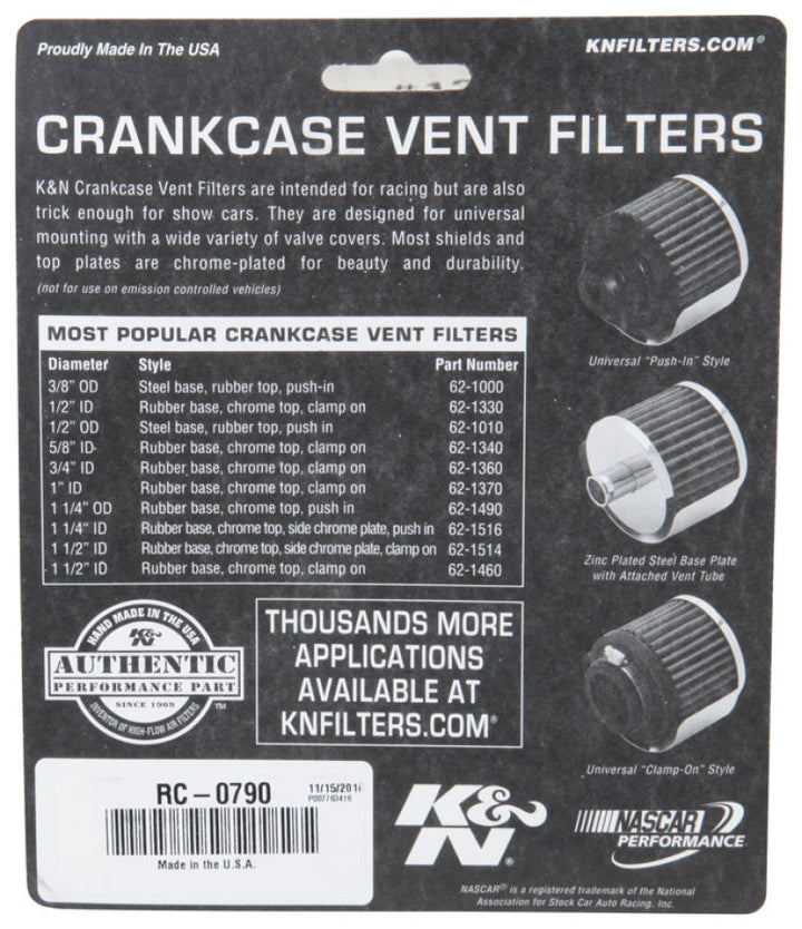 K&N Universal Chrome Filter 1 3/8 inch FLG / 2 1/2 inch Base / 2 inch Top / 2 1/4 inch Height - Bull Strap
