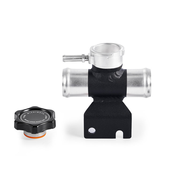 Mishimoto 08-15 Mitsubishi Lancer Evo X Coolant Fill Inlet - Black - Bull Strap