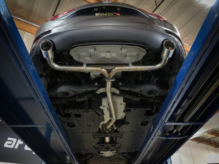 aFe Takeda 2-1/2in 304 SS Cat-Back Exhaust w/ Polished Tips 14-18 Mazda 3 L4 2.0L/2.5L - Bull Strap
