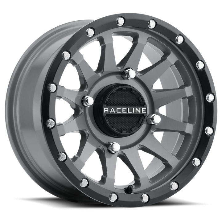 Raceline A95SG Trophy 15x7in / 4x137 BP / 10mm Offset / 110.18mm Bore - Grey & Black Lip Wheel - Bull Strap
