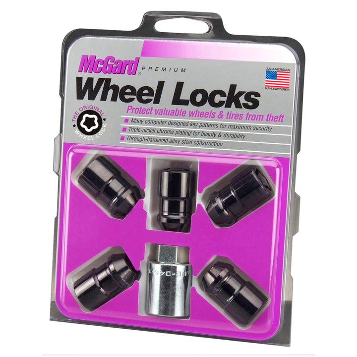 McGard Wheel Lock Nut Set - 5pk. (Cone Seat) M12X1.5 / 3/4 Hex / 1.46in. Length - Black - Bull Strap