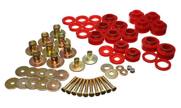 Energy Suspension 68-72 Chevy Chevelle/Monte Carlo/Malibu/El Camino Red Body Mount Set - Bull Strap