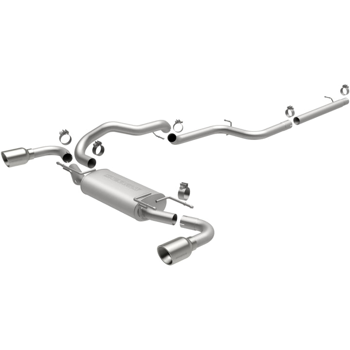 MagnaFlow 10-12 Mazda 3 L4 2.5L Hatchback Split Rear Exit Stainless Cat Back Performance Exhaust - Bull Strap
