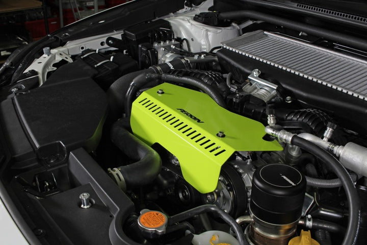 PERRIN 22-25 Subaru WRX Pulley Cover - Neon Yellow (TALL - For Use w/o PERRIN AOS) - Bull Strap