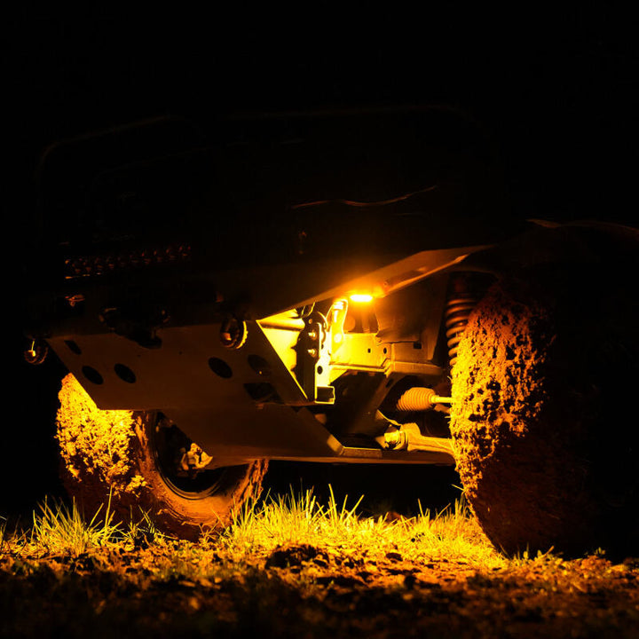 KC HiLiTES Cyclone V2 LED - Rock Light - 6-Light System - Amber - 5W Flood Beam - Bull Strap