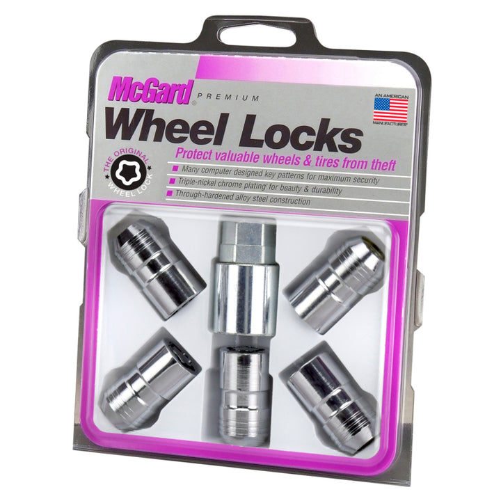 McGard Wheel Lock Nut Set - 5pk. (Cone Seat) M14X1.5 / 22mm Hex / 1.639in OAL - Chrome - Bull Strap