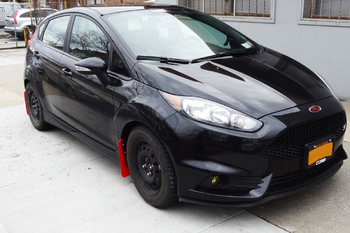 Rally Armor 13-19 Ford Fiesta ST Black UR Mud Flap w/White Logo - Bull Strap
