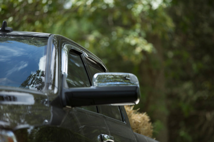 AVS 2019 RAM 1500 Crew Cab Ventvisor Outside Mount Front & Rear Window Deflectors 4pc - Chrome - Bull Strap
