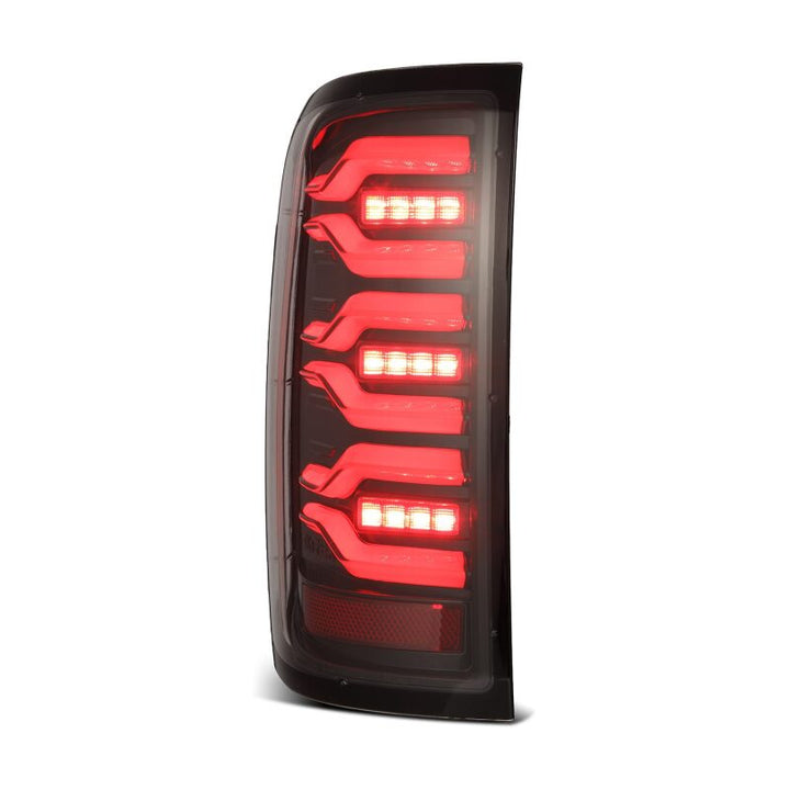 AlphaRex 14-18 Chevy Silverado 1500 Luxx-Series LED Tail Lights Alpha-Black w/Activ Light/Seq Signal - Bull Strap