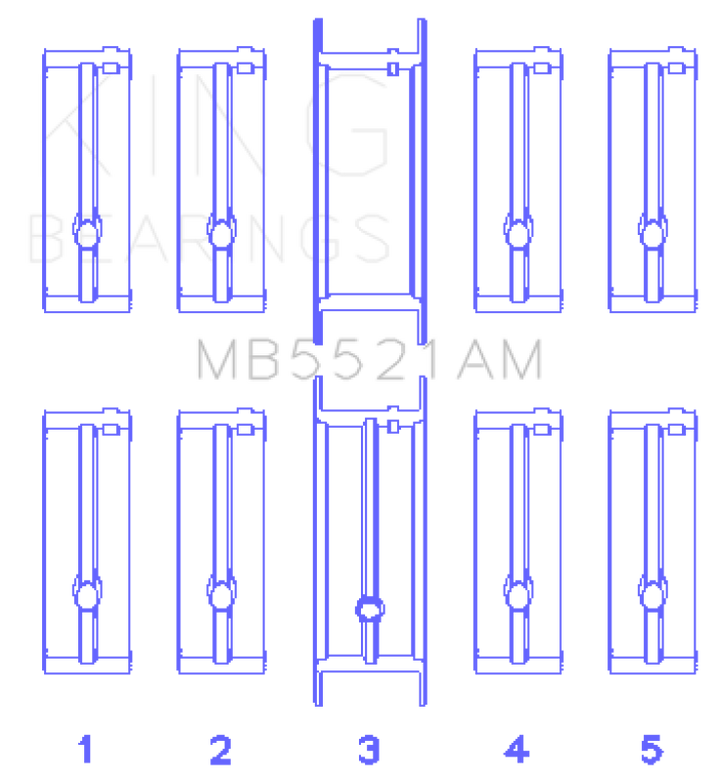King Engine Bearings Chrysler 2.2L Main Bearing Set - Bull Strap