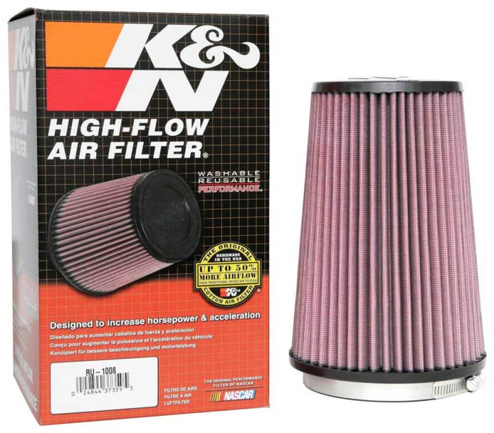 K&N Universal Clamp-On Air Filter 4-1/2in FLG / 5-7/8in B / 4-1/2in T / 8-3/8in H - Bull Strap