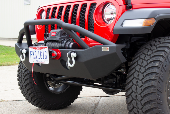 Fishbone Offroad 2018+ Jeep Wrangler JL - Black Aluminum Hawse Fairlead License Plate Mount - Bull Strap