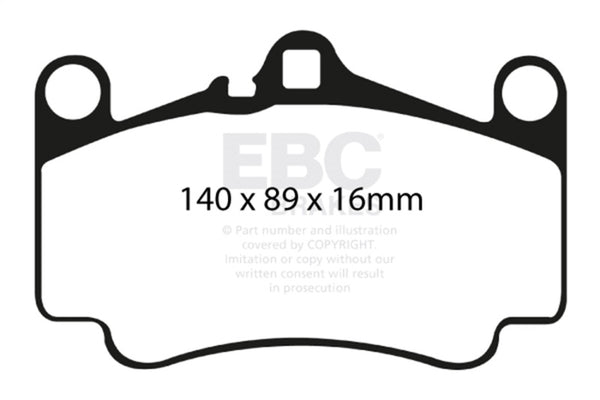 EBC 03-05 Porsche 911 (996) (Cast Iron Rotor only) 3.6 Carrera 4S Yellowstuff Front Brake Pads - Bull Strap