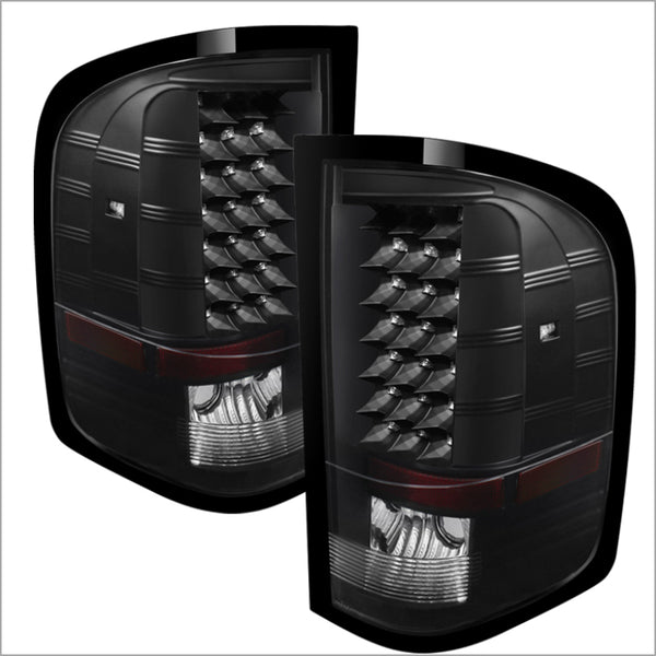 xTune Chevy Silverado 07-13 LED Tail Lights Black ALT-JH-CS07-LED-BK - Bull Strap