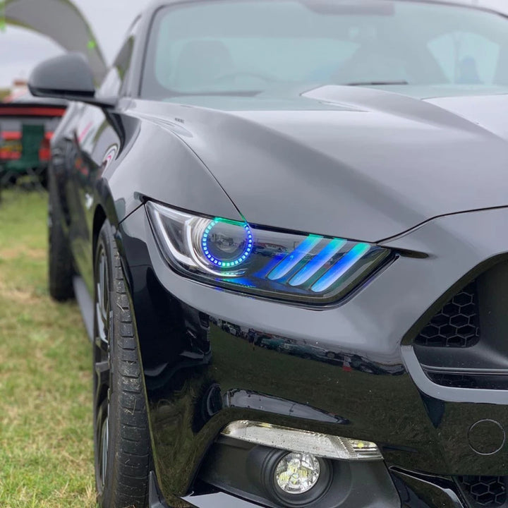 Oracle 15-17 Ford Mustang V6/GT/Shelby Dynamic DRL  w/ Halo Kit - ColorSHIFT - Dynamic - Bull Strap