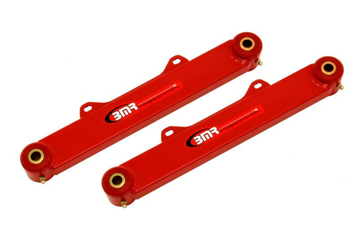 BMR 10-15 5th Gen Camaro Rear Non-Adj. Toe Rods (Polyurethane) - Red - Bull Strap