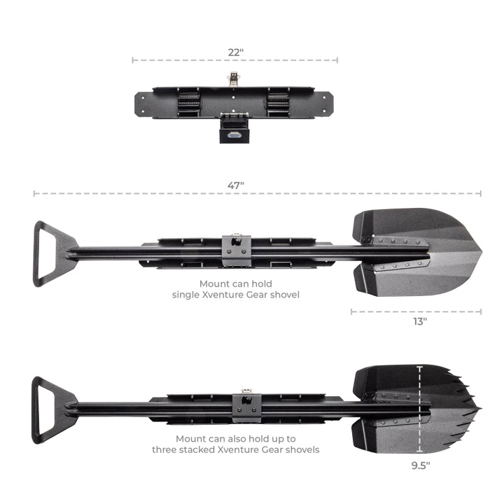 Go Rhino Xventure Gear Sharktooth Stackable Shovel - Textured Black - Bull Strap