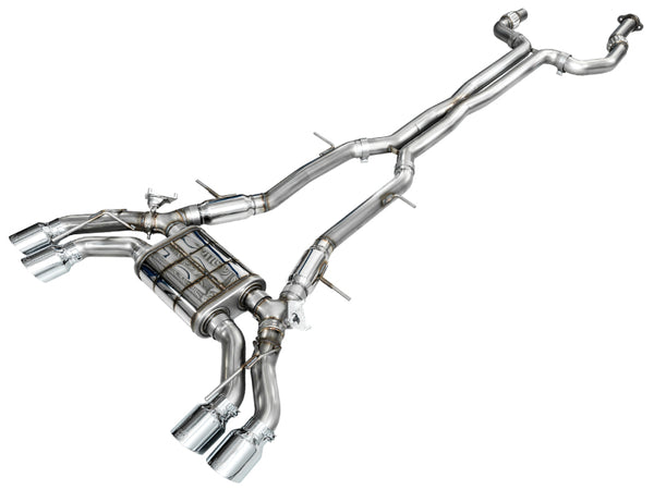 AWE Tuning 2021+ Cadillac CT4-V Blackwing SwitchPath Exhaust - Chrome Silver Tips - Bull Strap