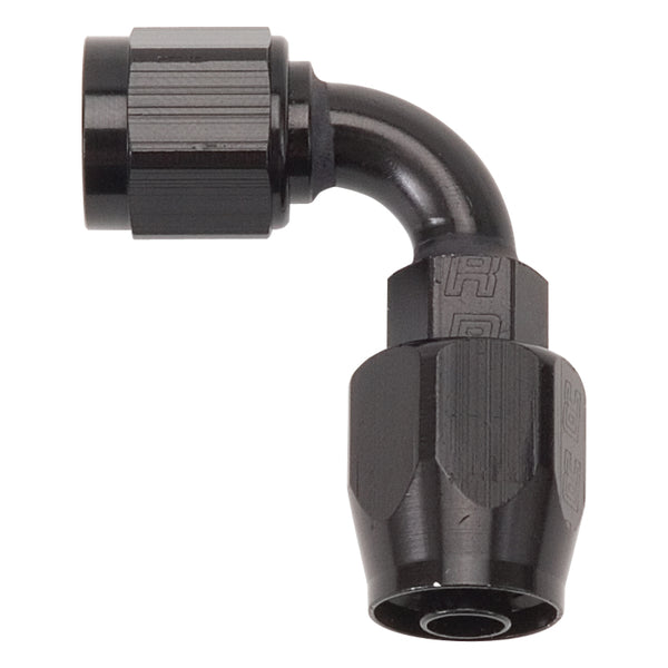 Russell Performance -10 AN Black 90 Degree Full Flow Hose End - Bull Strap