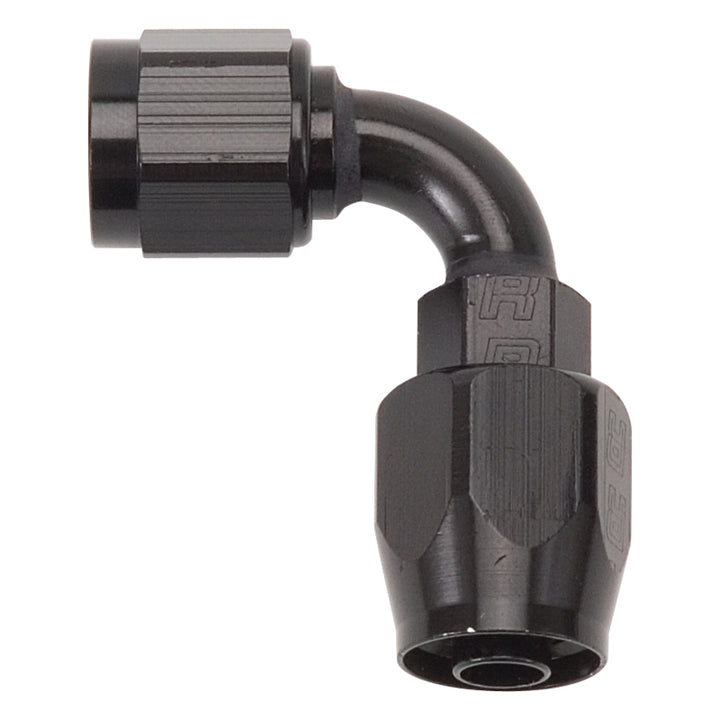 Russell Performance -10 AN Black 90 Degree Full Flow Hose End - Bull Strap