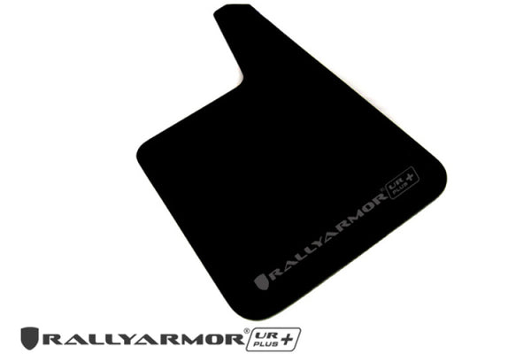 Rally Armor Universal Fit (No Hardware) UR Plus Black UR Mud Flap w/ Grey Logo - Bull Strap