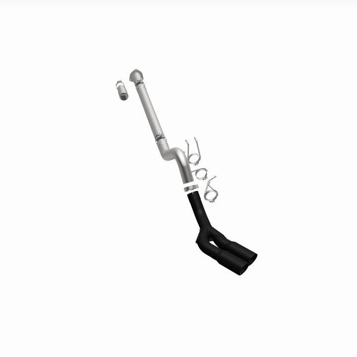 MagnaFlow 08-18 Ford F-250/F-350/F-450 4.6L/6.7 DPF-Back Black 4in Dual Single Rear Exit - Bull Strap