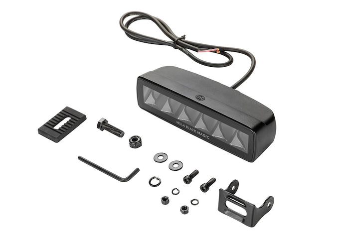 Hella Universal Black Magic 6 L.E.D. Mini Light Bar - Spot Beam - Bull Strap
