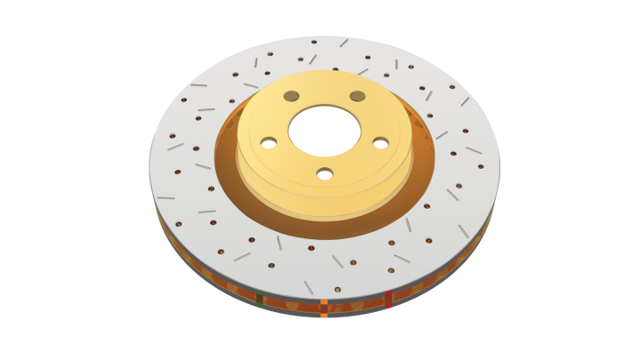 DBA 8/98+ Nissan Skyline R34 GTT Front Cross Drilled Slotted 4000 Series Rotor - Bull Strap