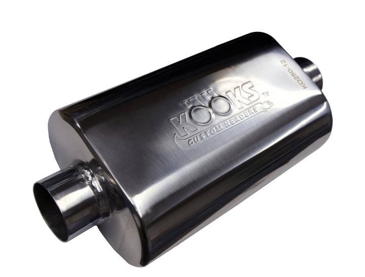 Kooks Universal 2 1/2in Center/Center Oval Muffler (4x8x12) - Bull Strap