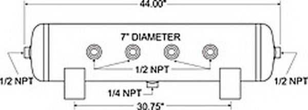 Firestone Air Tank 20 Gallon 12in. x 44in. (6) 1/2in. NPT Ports 150 PSI Max - Black (WR17609277) - Bull Strap