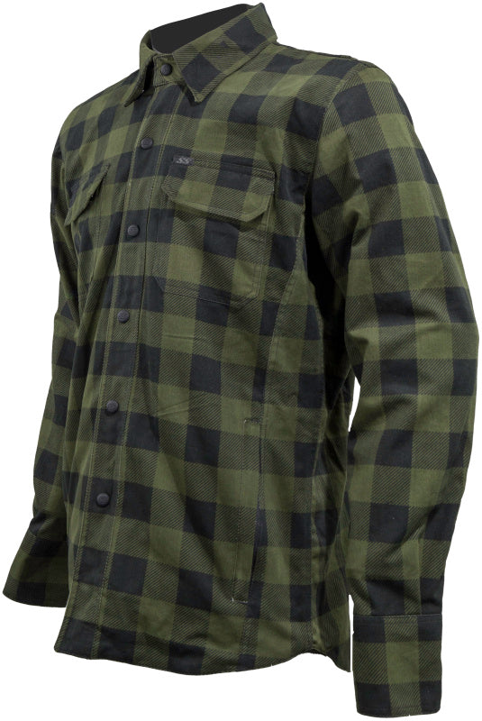 Speed and Strength True Grit Armored Motoshirt Olive/Black - Large - Bull Strap