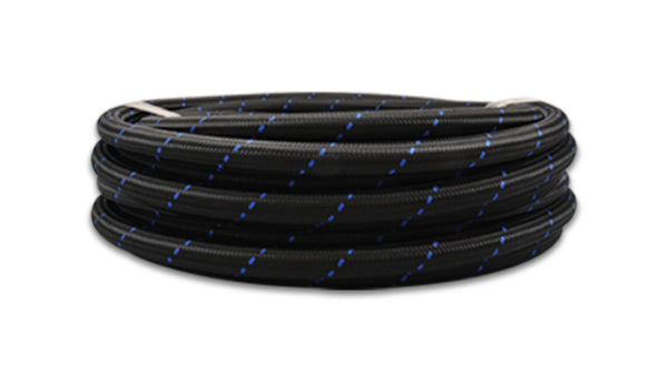 Vibrant -10 AN Two-Tone Black/Blue Nylon Braided Flex Hose (10 foot roll) - Bull Strap