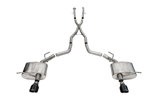 Corsa 2011-2025 Dodge Durango Xtreme 2.5in Cat-Back Dual Rear Exit w/ Single 4.5in Black PVD Tips - Bull Strap
