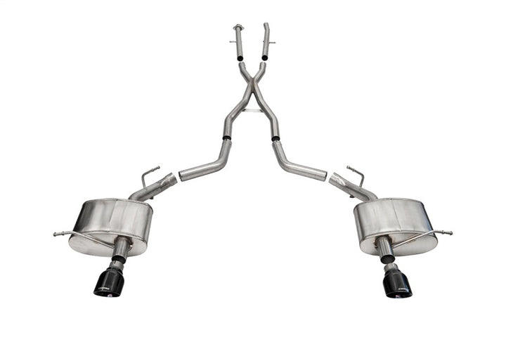 Corsa 2011-2025 Dodge Durango Xtreme 2.5in Cat-Back Dual Rear Exit w/ Single 4.5in Black PVD Tips - Bull Strap