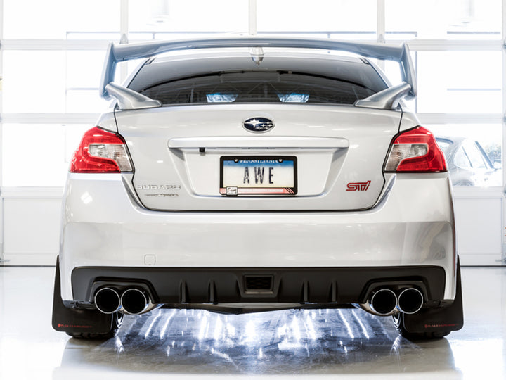AWE Tuning Subaru STI VA / WRX GV / STI GV Sedan Touring Edition Exhaust - Chrome Silver Tip (102mm) - Bull Strap