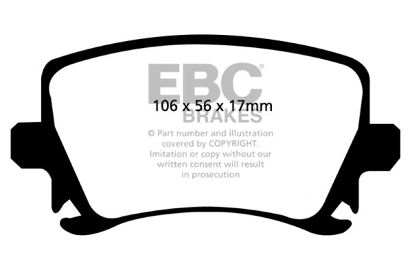 EBC 06-13 Audi A3 2.0 Turbo (Girling rear caliper) Ultimax2 Rear Brake Pads - Bull Strap