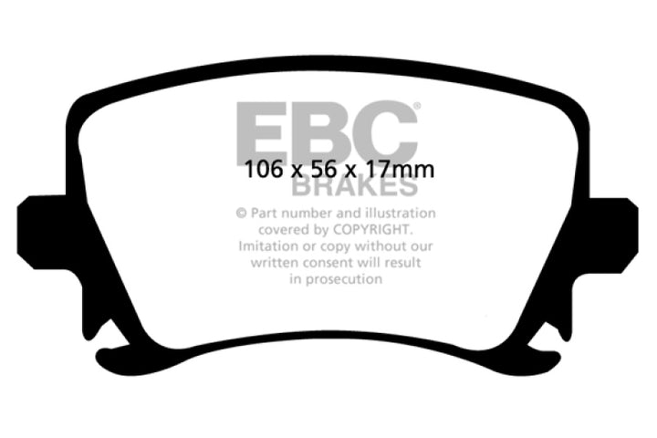 EBC 06-13 Audi A3 2.0 Turbo (Girling rear caliper) Ultimax2 Rear Brake Pads - Bull Strap