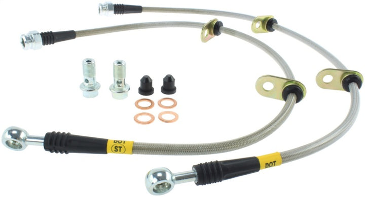StopTech 90-93 Acura Integra / 90-91 Honda CRX Si Rear Disc Rear SS Brake Lines - Bull Strap