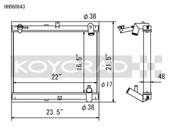 Koyo 89-92 Mazda RX-7 1.3L Late FC Chassis Turbo & Non Turbo Radiator - Bull Strap