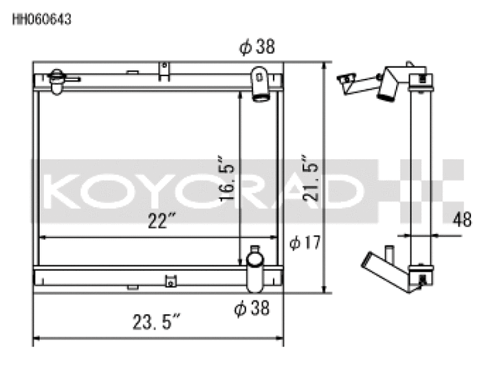 Koyo 89-92 Mazda RX-7 1.3L Late FC Chassis Turbo & Non Turbo Radiator - Bull Strap