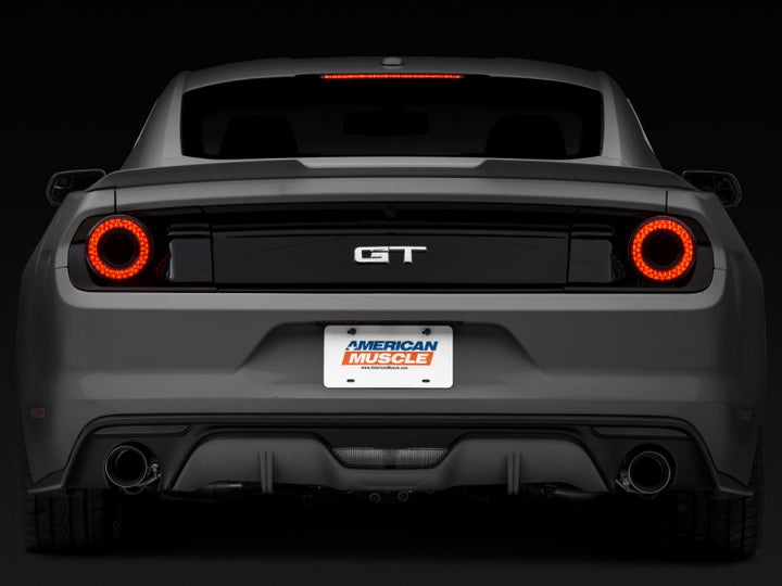 Raxiom 15-22 Ford Mustang Halo LED Tail Lights - Gloss Black Housing (Smoked Lens) - Bull Strap