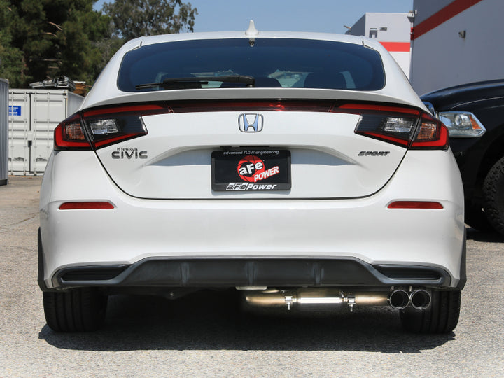 aFe POWER Takeda 2.5in 304 SS Cat-Back Exhaust w/ Black Tips 22-25 Honda Civic L4-2.0L - Bull Strap