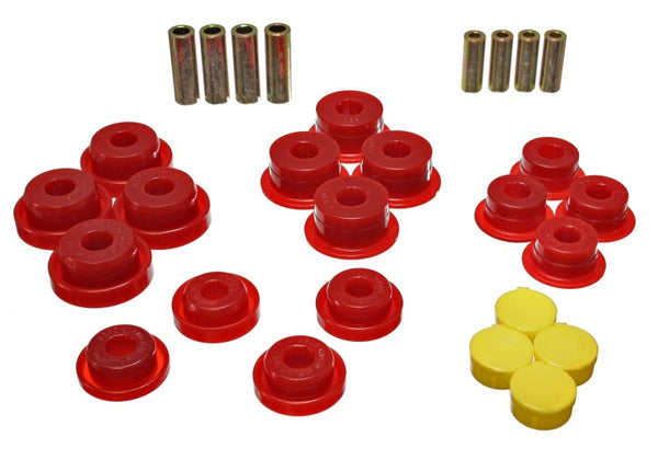 Energy Suspension 97-06 Jeep Wrangler TJ/YJ Red Front Control Arm Bushings (Must reuse OEM Outer She - Bull Strap