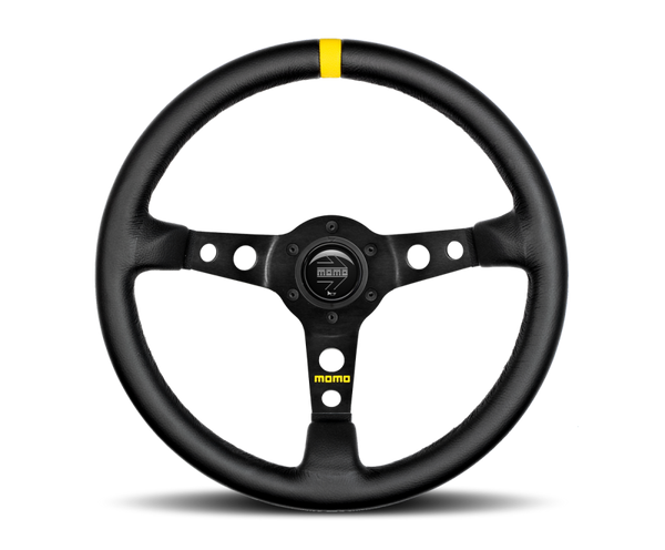 Momo MOD07 Steering Wheel 350 mm -  Black Leather/Black Spokes/1 Stripe - Bull Strap