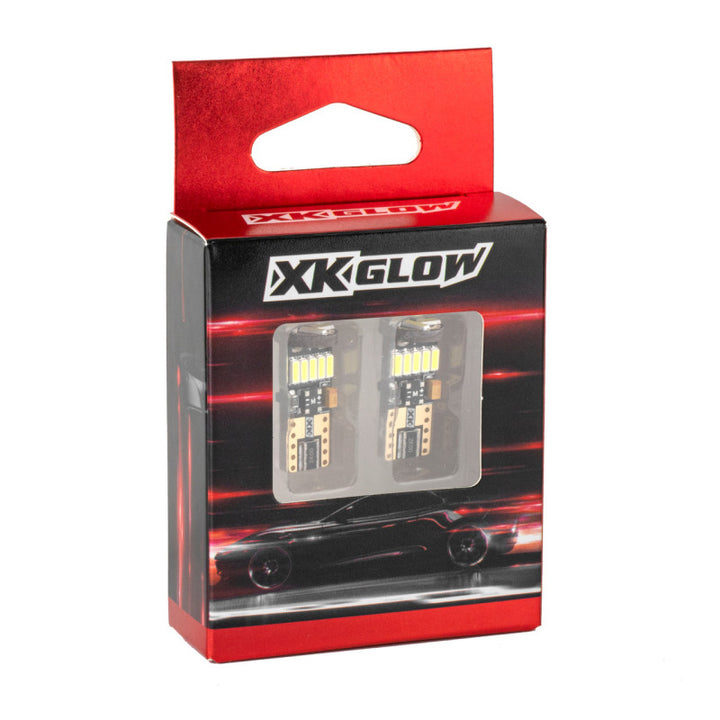XK Glow Amber T10 194 Error Free Ultra Bright LED Bulb 2pc Set w/ Built-in Canbus - Bull Strap