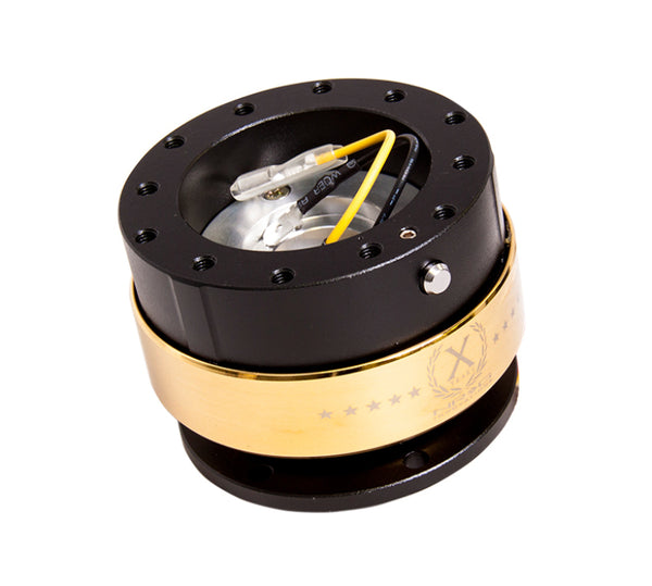 NRG Quick Release Gen 2.0 - Black Body / Chrome Gold Ring - Bull Strap